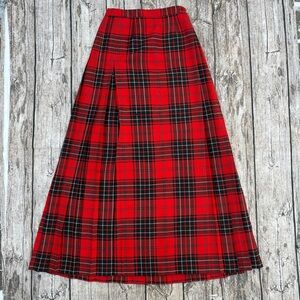 Vintage Pure Wool Christmas Red Tartan Long Kilt